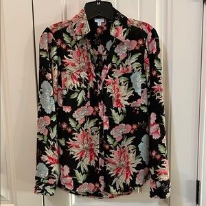 EXPRESS Portofino SlimVibrant Floral Long Sleeve Shirt XS